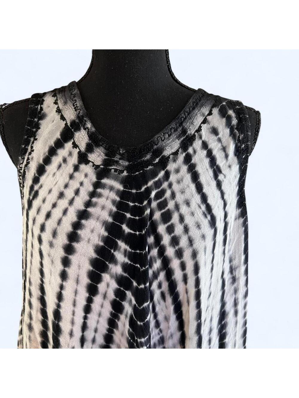 Vintage Y2K InGear Black White Tie Dye Sleeveless Boho Dress Size small - Picture 3 of 7
